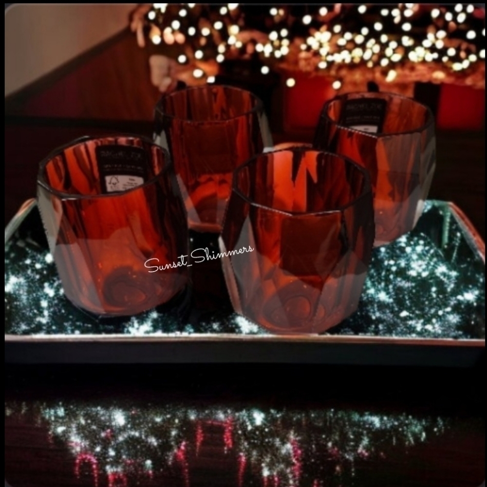 4pc Rachel Zoe Emerald Green Acrylic Crystal Tumbler Drink Glass Set Christmas - Picture 5 of 5